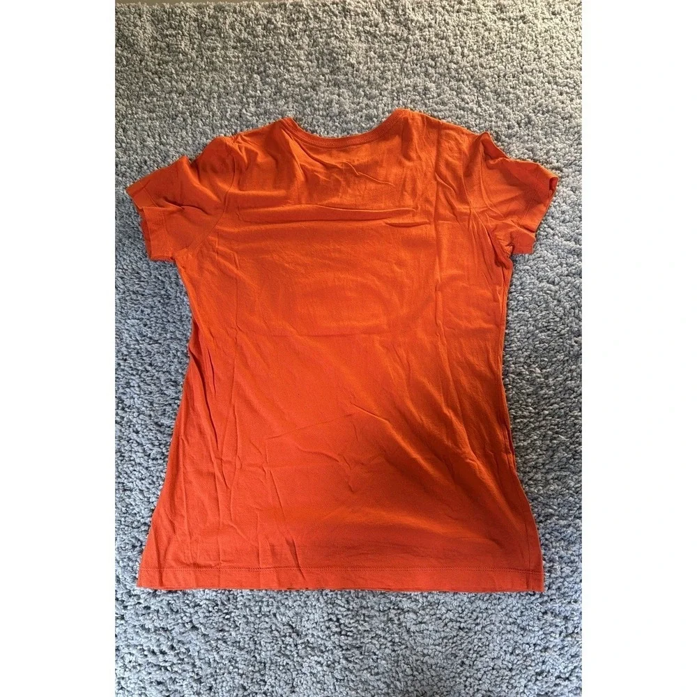 Nike Women's XL Orange Just Do It Plaid Logo Short Sleeve Graphic Tee